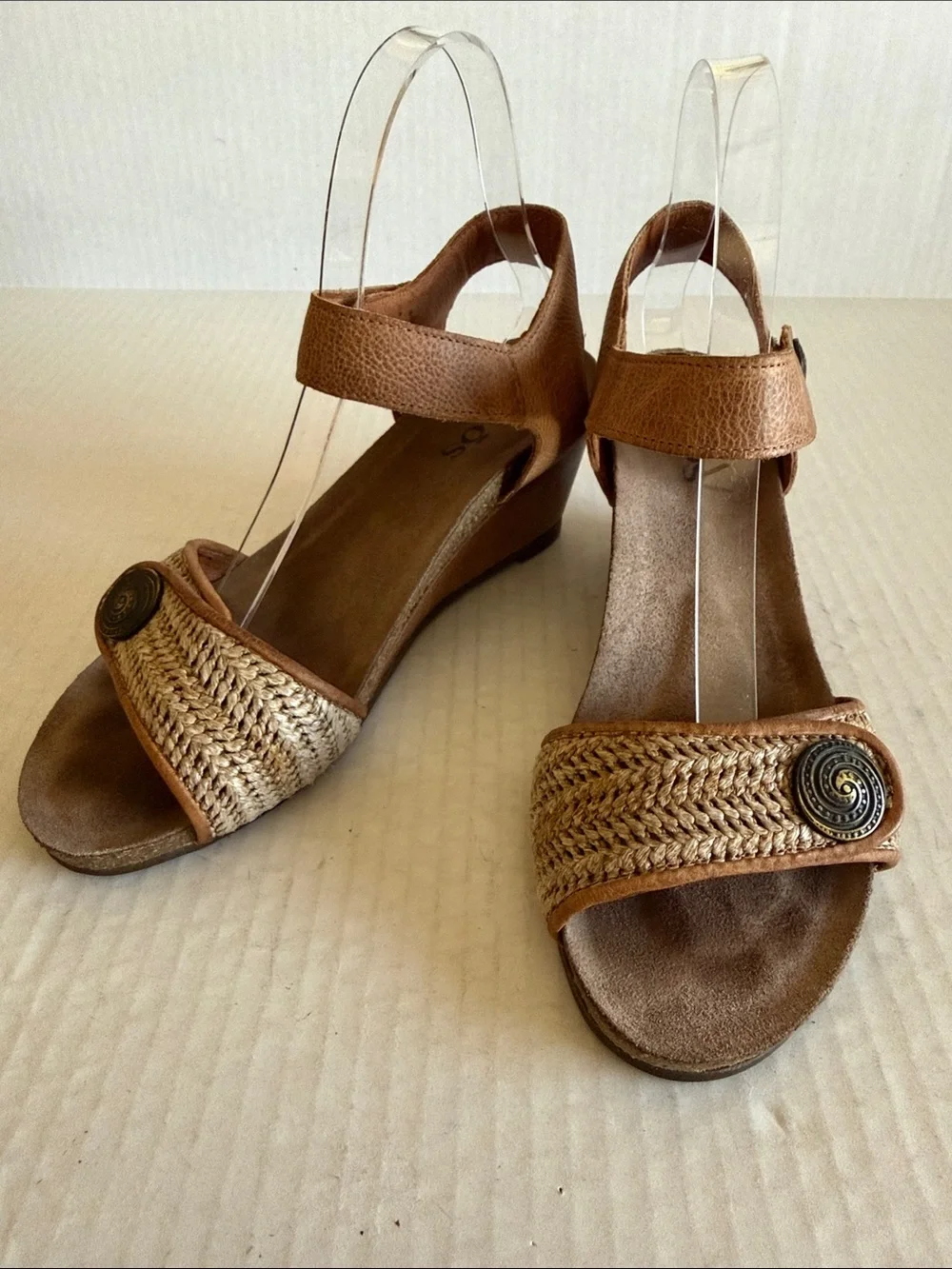 Taos Holiday Leather And Jute Wedge Sandals